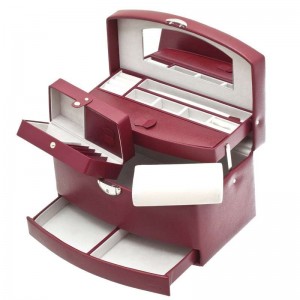 Coffret à bijoux DAVIDT'S "Euclide" 3 étages rouge | Grande boite à bijoux femme qualité luxe