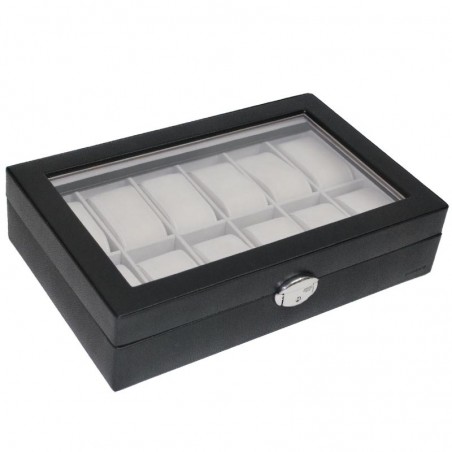 Coffret 12 montres en cuir DAVIDTS "Chrome" noir | Boite à montres collectionneur homme qualité luxe Coffret 12 montres en cuir DAVIDTS "Chrome" noir | Boite à montres collectionneur homme qualité luxe