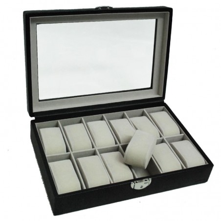 Coffret 12 montres en cuir DAVIDTS "Chrome" noir | Boite à montres collectionneur homme qualité luxe Coffret 12 montres en cuir DAVIDTS "Chrome" noir | Boite à montres collectionneur homme qualité luxe