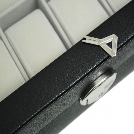 Coffret 12 montres en cuir DAVIDTS "Chrome" noir | Boite à montres collectionneur homme qualité luxe Coffret 12 montres en cuir DAVIDTS "Chrome" noir | Boite à montres collectionneur homme qualité luxe