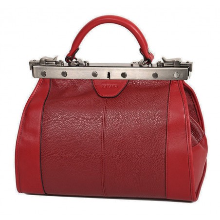 Sac à main en cuir KATANA "Doctor Bag" rouge | Sac femme style vintage pas cher Sac à main en cuir KATANA "Doctor Bag" rouge | Sac femme style vintage pas cher