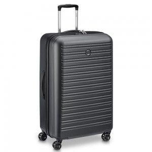 Valise trolley 4 roues DELSEY Segur 2.0 noir | Bagage grande taille séjour 2 semaines marque française pas cher