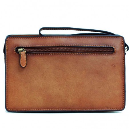 Pochette homme en cuir KATANA style classique porté main marron