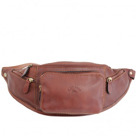 Sac banane homme en cuir KATANA marron | Pochette ceinture qualité classique pas cher