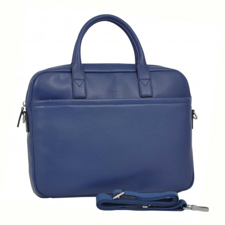 Cartable porte-documents et ordinateur femme en cuir KATANA - bleu vif
