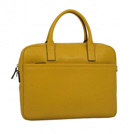 Cartable porte-documents et ordinateur femme en cuir KATANA - jaune