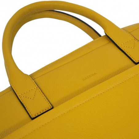 Cartable porte-documents et ordinateur femme en cuir KATANA - jaune