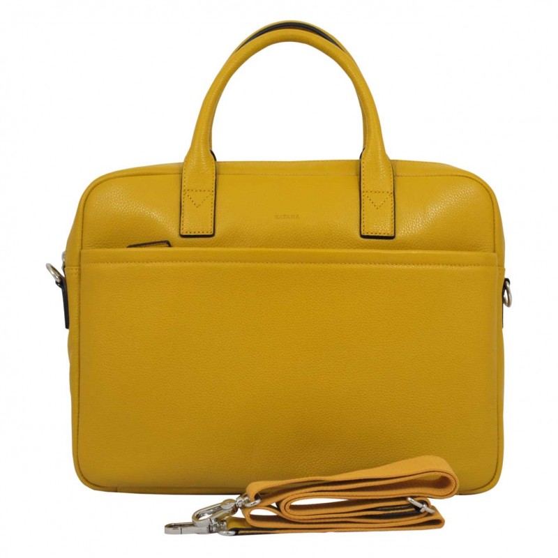 Cartable femme en cuir KATANA jaune Planetebag