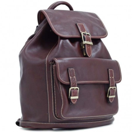 Sac à dos en cuir gras KATANA M marron foncé chocolat | Bagage femme style classique intemporel cuir de qualité