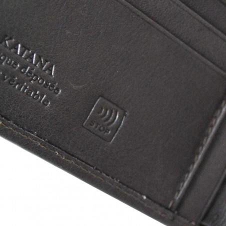Portefeuille en cuir KATANA protection RFID - marron foncé Portefeuille en cuir KATANA protection RFID - marron foncé