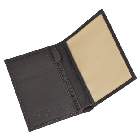 Portefeuille en cuir KATANA protection RFID - marron foncé