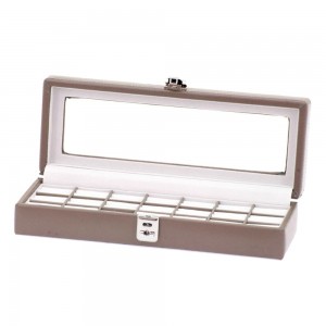 Coffret à bagues en cuir DAVIDTS "Chrome" - taupe