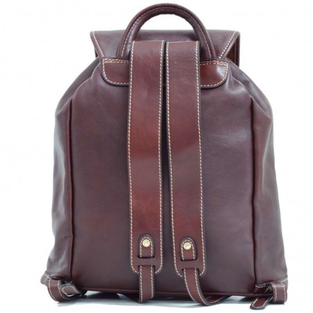 Sac à dos en cuir gras KATANA M marron foncé chocolat | Bagage femme style classique intemporel cuir de qualité