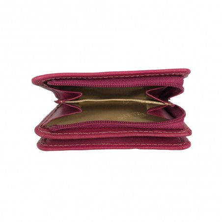 Porte-monnaie multifonctions en cuir KATANA - fuchsia