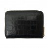 Portefeuille femme en cuir embossé croco KATANA - noir Portefeuille femme en cuir embossé croco KATANA - noir
