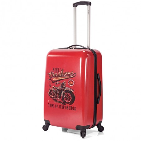 Valise 60cm imprimée BENZI "Motor Bike" rouge biker motard