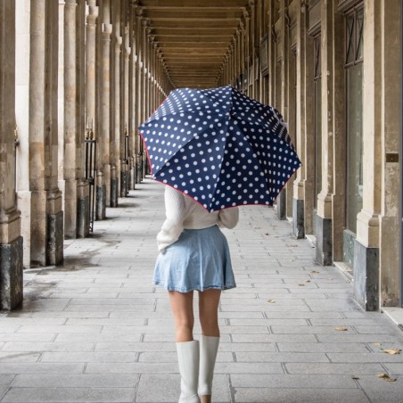 Parapluie pliant LE PARAPLUIE FRANÇAIS "mini pois" - bleu