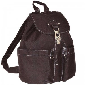 Sac à dos femme nylon et cuir KATANA marron | Sac à dos ville femme grand format pratique sécurisé