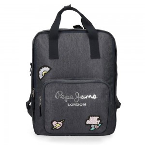 Sac à dos scolaire compartiment ordinateur portable 13,3 pouces fille PEPE JEANS LONDON "Emi" gris