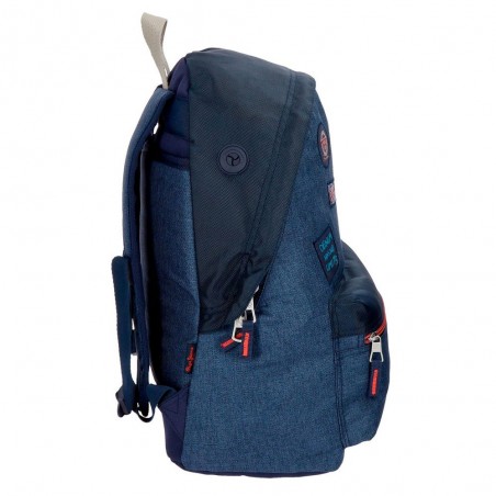 Sac à dos scolaire garçon PEPE JEANS LONDON "Paul" bleu jean tendance