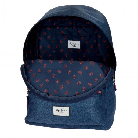 Sac à dos scolaire garçon PEPE JEANS LONDON "Paul" bleu jean tendance