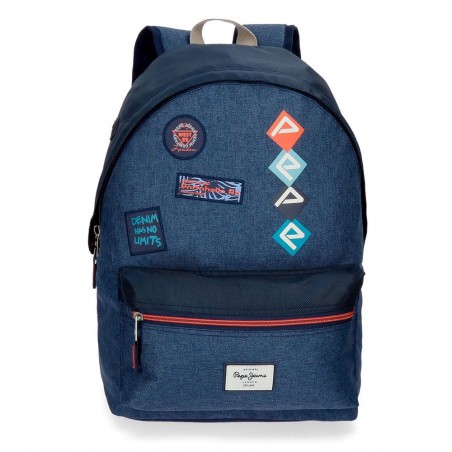 Sac à dos scolaire garçon PEPE JEANS LONDON "Paul" bleu jean tendance