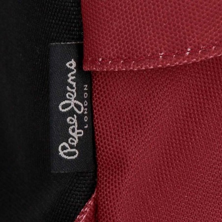 Sac à dos ado style eastpak + trousse offerte marque PEPE JEANS LONDON "Aris Evergreen" rouge bordeaux