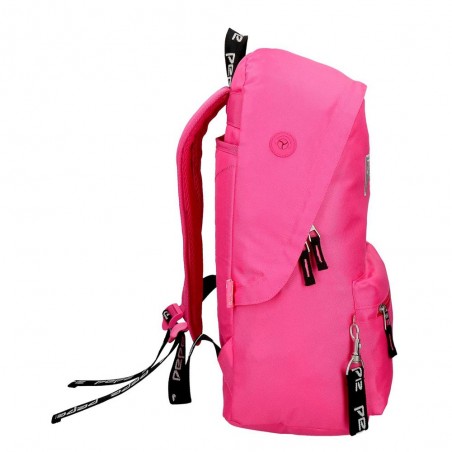 Sac à dos scolaire ado fille marque PEPE JEANS LONDON "Uma" rose fuchsia style eastpak