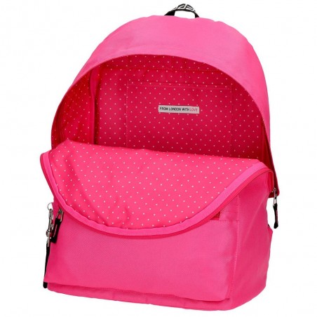 Sac à dos scolaire ado fille marque PEPE JEANS LONDON "Uma" rose fuchsia style eastpak