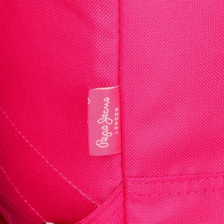 Sac à dos scolaire ado fille marque PEPE JEANS LONDON "Uma" rose fuchsia style eastpak