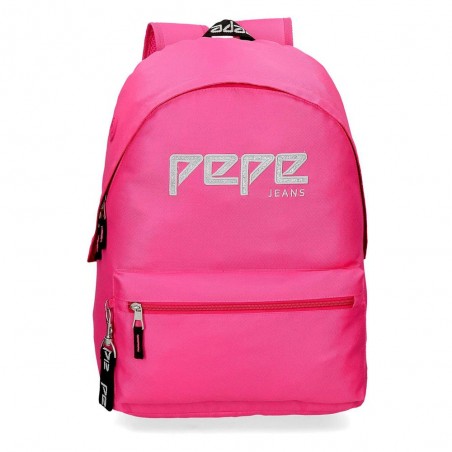 Sac à dos scolaire ado fille marque PEPE JEANS LONDON "Uma" rose fuchsia style eastpak