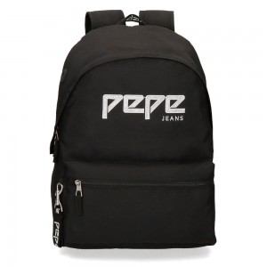 Sac à dos scolaire ado fille marque PEPE JEANS LONDON "Uma" noir style eastpak