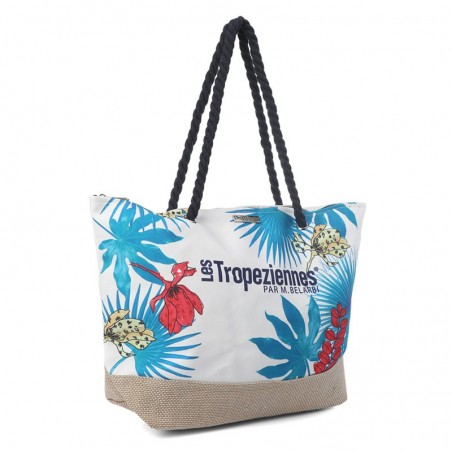 Sac de plage femme style panier LES TROPEZIENNES PAR M.BELARBI "Flower" imprimé multicolore