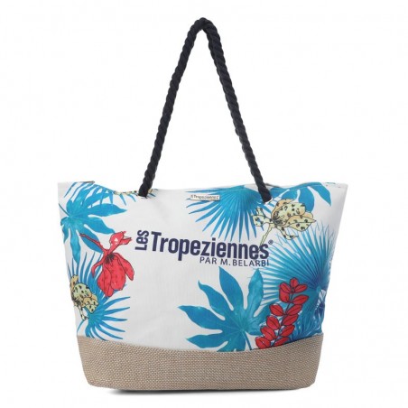 Sac de plage femme style panier LES TROPEZIENNES PAR M.BELARBI "Flower" imprimé multicolore