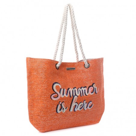 Sac de plage femme panier LES TROPEZIENNES PAR M.BELARBI "Ciboure" orange