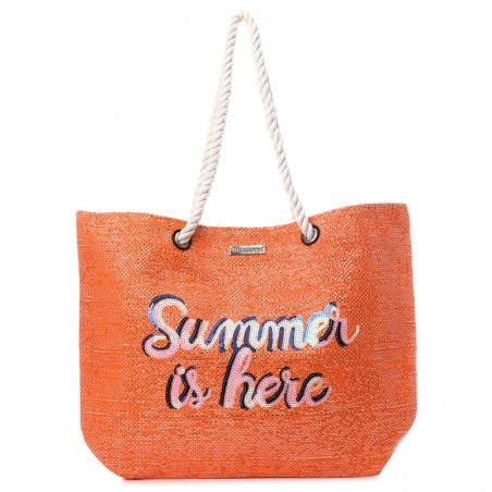 Sac de plage femme panier LES TROPEZIENNES PAR M.BELARBI "Ciboure" orange