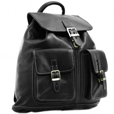 Sac à dos en cuir gras KATANA M noir | Bagage femme style classique intemporel cuir de qualité Sac à dos en cuir gras KATANA M noir | Bagage femme style classique intemporel cuir de qualité