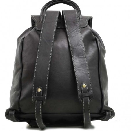 Sac à dos en cuir gras KATANA M noir | Bagage femme style classique intemporel cuir de qualité