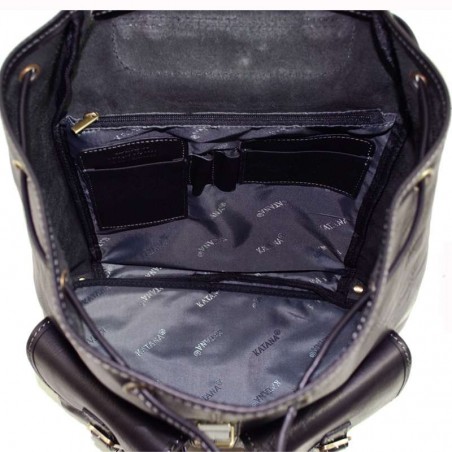 Sac à dos en cuir gras KATANA M noir | Bagage femme style classique intemporel cuir de qualité