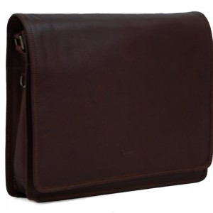 Besace homme en cuir KATANA - marron foncé