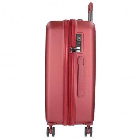 Valise extensible 75cm MOVOM "Wood" bordeaux - Bagage grand format 2 semaines pas cher