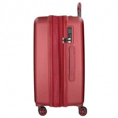 Valise extensible 75cm MOVOM "Wood" bordeaux - Bagage grand format 2 semaines pas cher