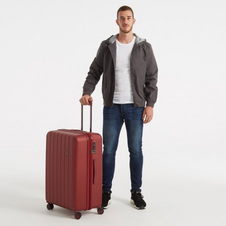 Valise extensible 75cm MOVOM "Wood" bordeaux - Bagage grand format 2 semaines pas cher