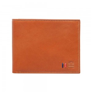 Portefeuille homme en cuir SERGE BLANCO "Legend Park" cognac | Maroquinerie sport rugby