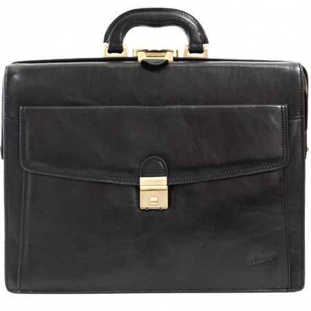 Cartable cuir 3 soufflets KATANA - Noir