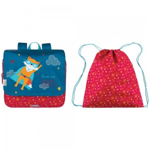 Cartable maternelle L'ÉCOLE DES TANN'S "Super-héros" avec sac à dos offert