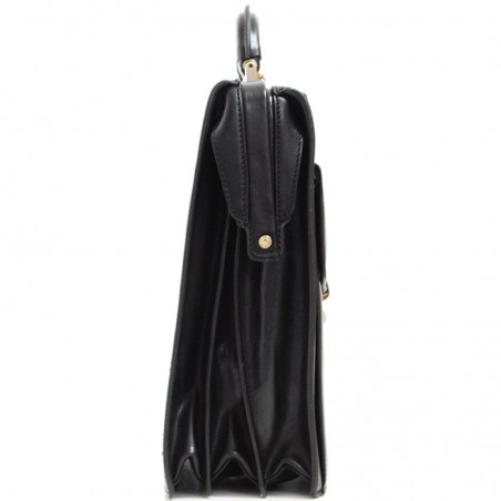 Cartable cuir 3 soufflets KATANA - Noir Cartable cuir 3 soufflets KATANA - Noir
