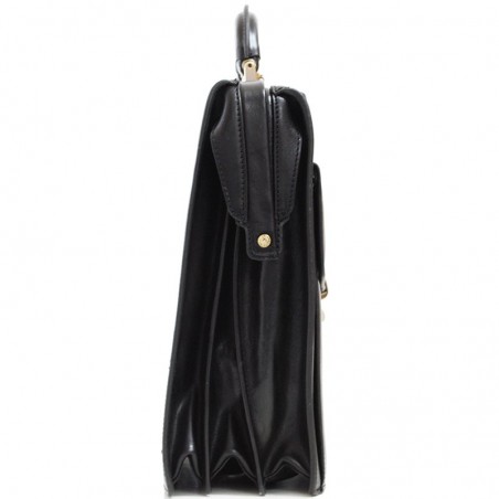 Cartable cuir 3 soufflets KATANA - Noir