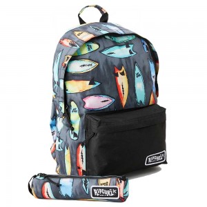 Sac à dos + trousse RIP CURL "Dome" imprimé planches - noir