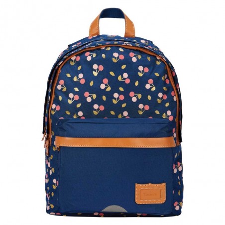 Sac à dos fille TANN'S L "Alexa" bleu marine imprimé cerises | Cartable scolaire fille